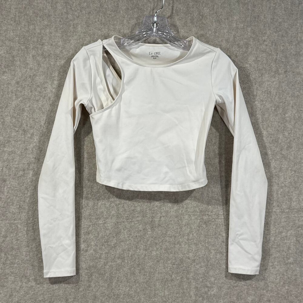 Revolve Le Ore - Fiori Asymmetrical Long Sleeve Top in Canvas Size S